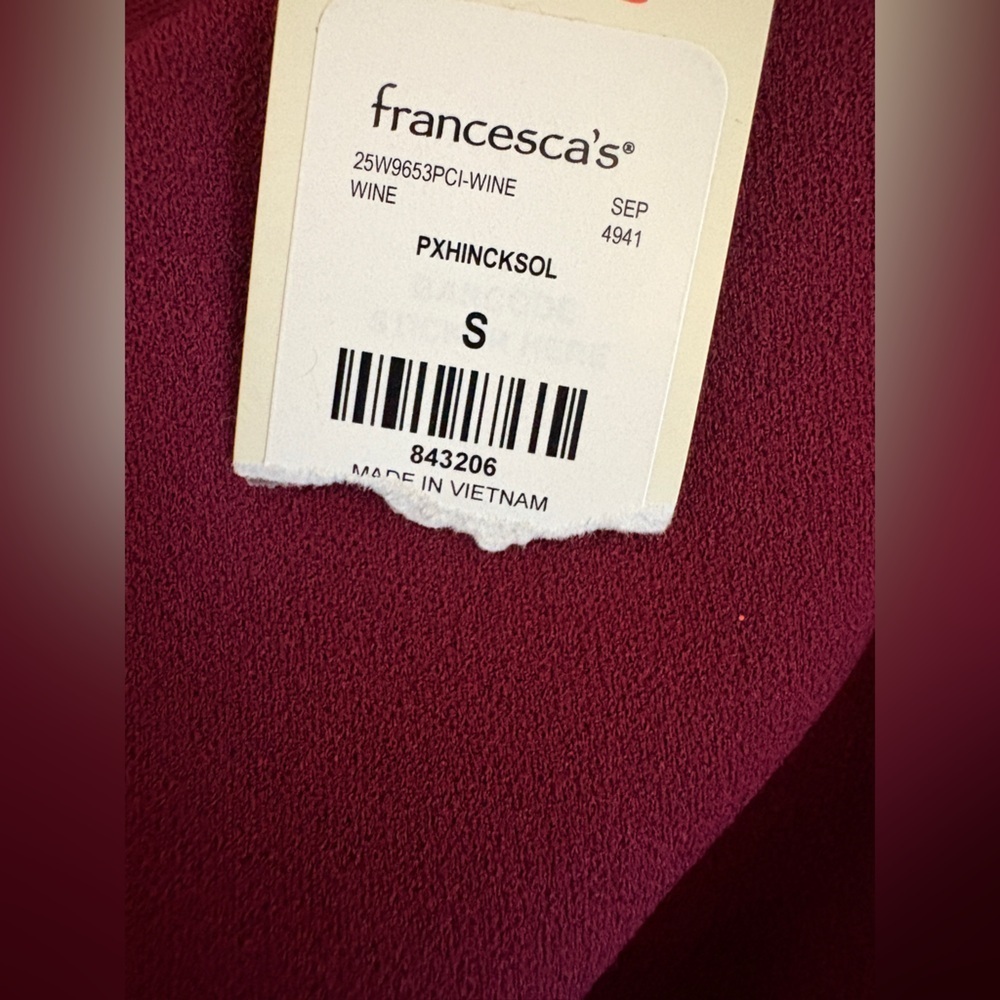 NEW w tag Trixxie Mini dress from Francesca’s in size small WINE colored - Picture 7 of 8